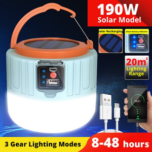 Solar LED Camping Light USB Rechargeable Bulb