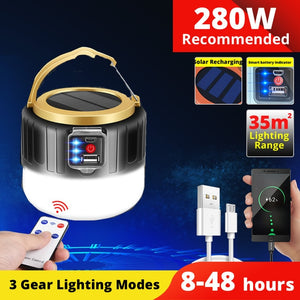 Solar LED Camping Light USB Rechargeable Bulb