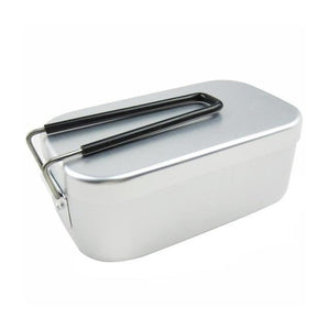 Aluminum Square Lunch Box Foldable Handle Metal Bento Food Picnic Container